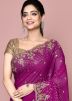 Blue Handwork Saree In Georgette