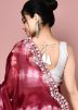 Red Tie -Dye Print Saree In Tissue