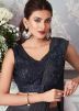 Black Embroidered Ruffle Saree With Blouse