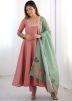 Pink Sequin Embroidered Anarkali Suit Set