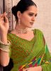 Green Georgette Printed Saree & Blouse