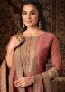 Dark Peach Embroidered Pant Suit Set