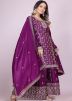 Purple Full Sleeved Embroidered Palazzo Suit