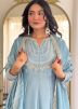 Blue Embroidered Anarkali Salwar Suit Set