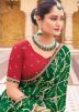 Green Georgette Saree In Bandhej Print