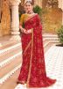 Red Bandhej Print Saree In Georgette