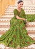 Green Georgette Saree In Bandhej Print