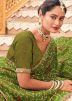 Green Georgette Saree In Bandhej Print