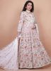 White Embroidered Anarkali Suit In Georgette