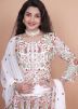 White Embroidered Anarkali Suit In Georgette