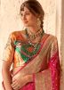 Pink Zari Woven Work Saree In Art Silk