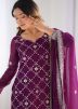 Purple Embroidered Readymade Sharara Suit