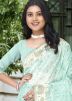 Pastel Green Digital Printed Saree In Organza