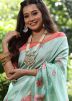 Green Floral Print Saree With Blouse