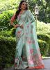 Green Floral Print Saree With Blouse