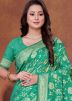 Seafoam Green Zari Woven Saree In Art Silk