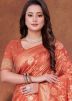 Rust Red Art Silk Saree In Zari Work