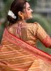 Orange Zari Woven Saree In Tissue Silk