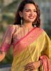 Yellow Zari Woven Saree With Blouse