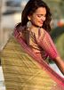 Yellow Zari Woven Saree With Blouse