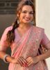 Pink Woven Saree In Art Pashmina Silk 