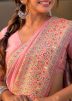 Pink Woven Saree In Art Pashmina Silk 