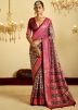 Brown Woven Border Satin Saree