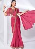 Pink Pre-Stitched Saree In Handwork Embroidery