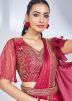 Pink Pre-Stitched Saree In Handwork Embroidery