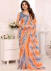 Multicolor Stripe Print Saree In Georgette