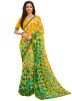 Yellow Digital Printed Chiffon Saree