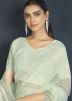 White Sequins Embroidered Saree In Organza