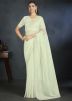 White Sequins Embroidered Saree In Organza