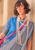 Grey Georgette Saree In Digital Print