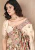 Cream Art Pashmina Silk Woven Saree