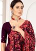 Wine Embroidered Saree In Georgette