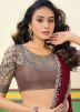 Maroon Shimmer Saree With Embroidered Border