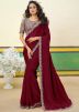 Maroon Shimmer Saree With Embroidered Border