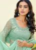 Turquoise Shimmer Saree With Embroidered Border