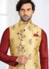 Readymade Red Kurta Pyjama With Nehru Jacket
