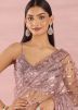 Pink Sequins Embellished Net Saree