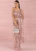 Pink Sequins Embellished Net Saree