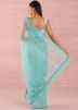 Blue Mirror Embellished Net Saree