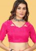 Light Orange Embroidered Saree In Organza