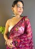 Magenta Embroidered Saree In Net