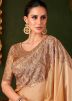 Golden Embroidered Chiffon Saree
