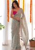Grey Thread Embroidered Georgette Saree