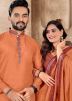 Orange Woven Readymade Couple Set
