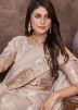 Beige Embroidered Organza Saree & Blouse