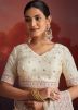 White Thread Embroidered Net Saree